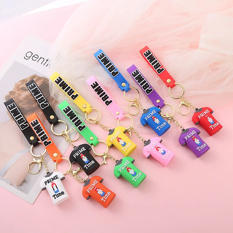 Cute Prime Drink Keychain Creative Clothes Doll Pendant Keyring Car Key Bag Pendant Women Men Party Favors Xmas Gifts Wholesale