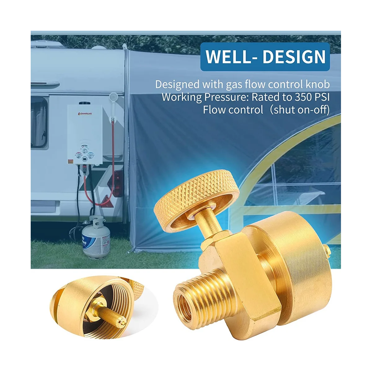 النحاس البروبان الغاز التخلص اسطوانة ، زجاجة محول صمام ، 1lb ، 1 "NPT ، M8X1 أنثى الموضوع ، النار حفرة موقد ، شواء ، 1/4"