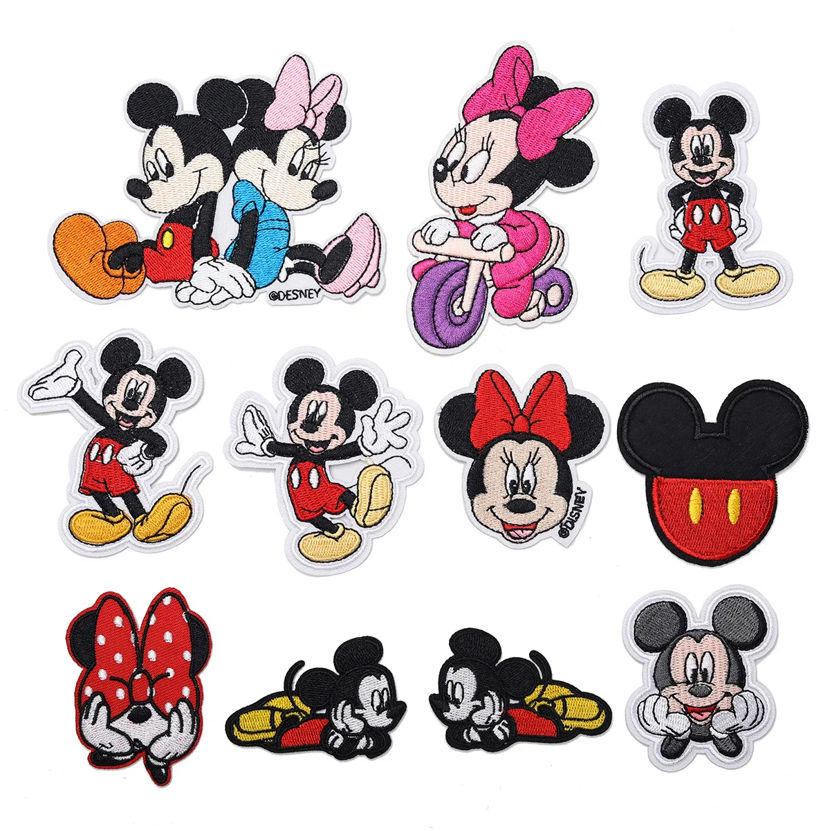 

11Pcs Anime Disney Mickey Mouse Minnie Iron-On Patches Embroidered Fabric Adhesive for Clothes Hats Jeans Coats Sewing Decor