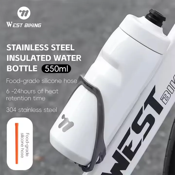 Bicycle Water Bottle 304 Stainless Steel Insulated  Food-grade Material Cycling Water Bottle 550ML Bike Water Bottle