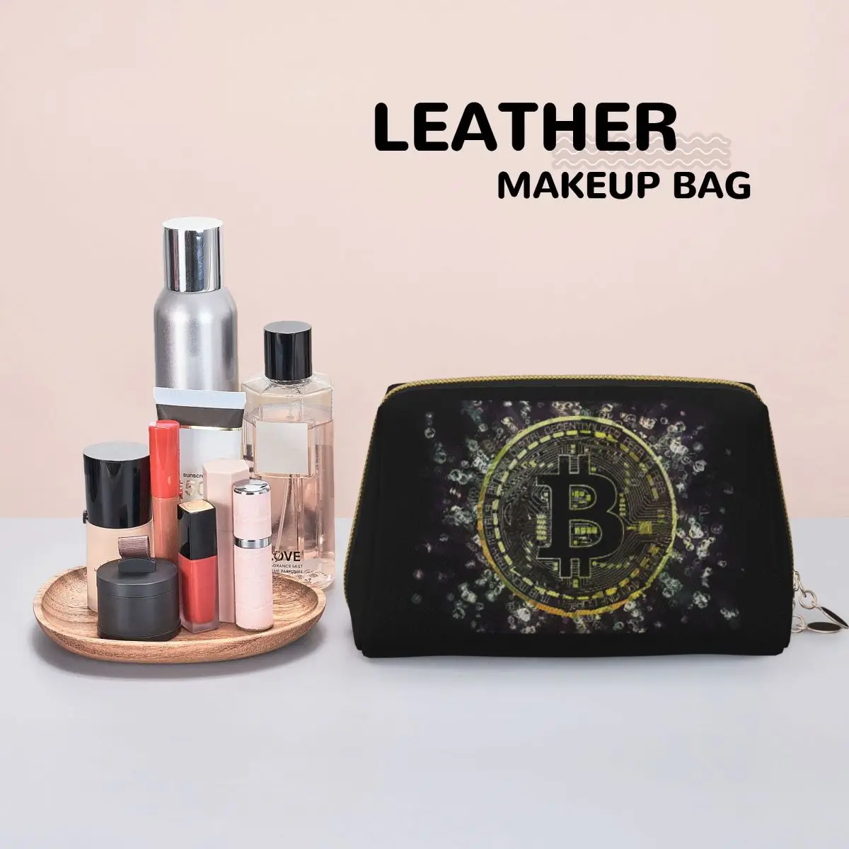 Bitcoin BTC Cryptocurrency Crypto Blockchain 19 Women Cosmetic Bag Travel Makeup Organizer Pouch Toiletry Storage Dopp Kit Case