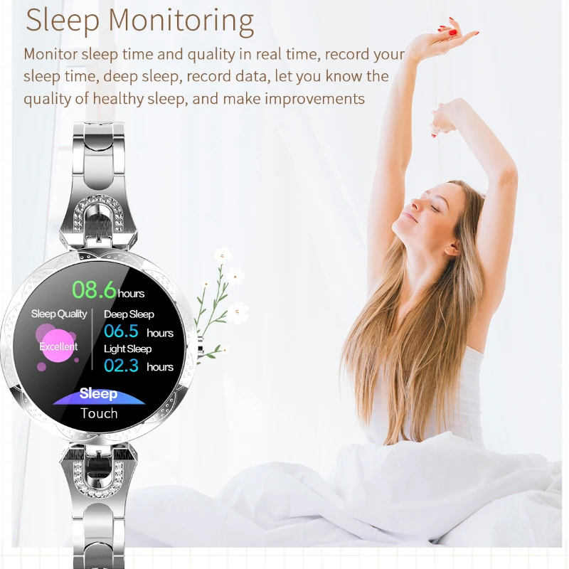 Smart Watch Delicate Color Screen Ladies Call Information Heart Rate Blood Pressure Monitoring Period Reminder Music Smartwatch