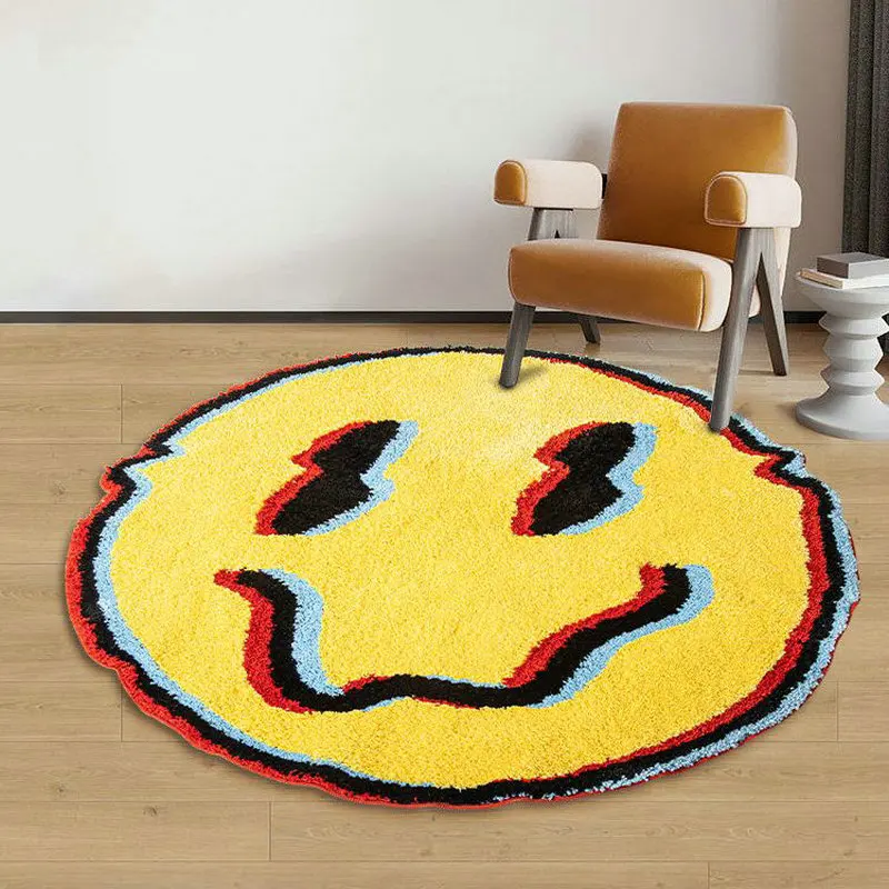 

Trippy Colorful Smiling Handmade Tufted Rug for Living Room Bedroom Home Decor Bedside Area Mat Abstract Art Carpet Dropshipping