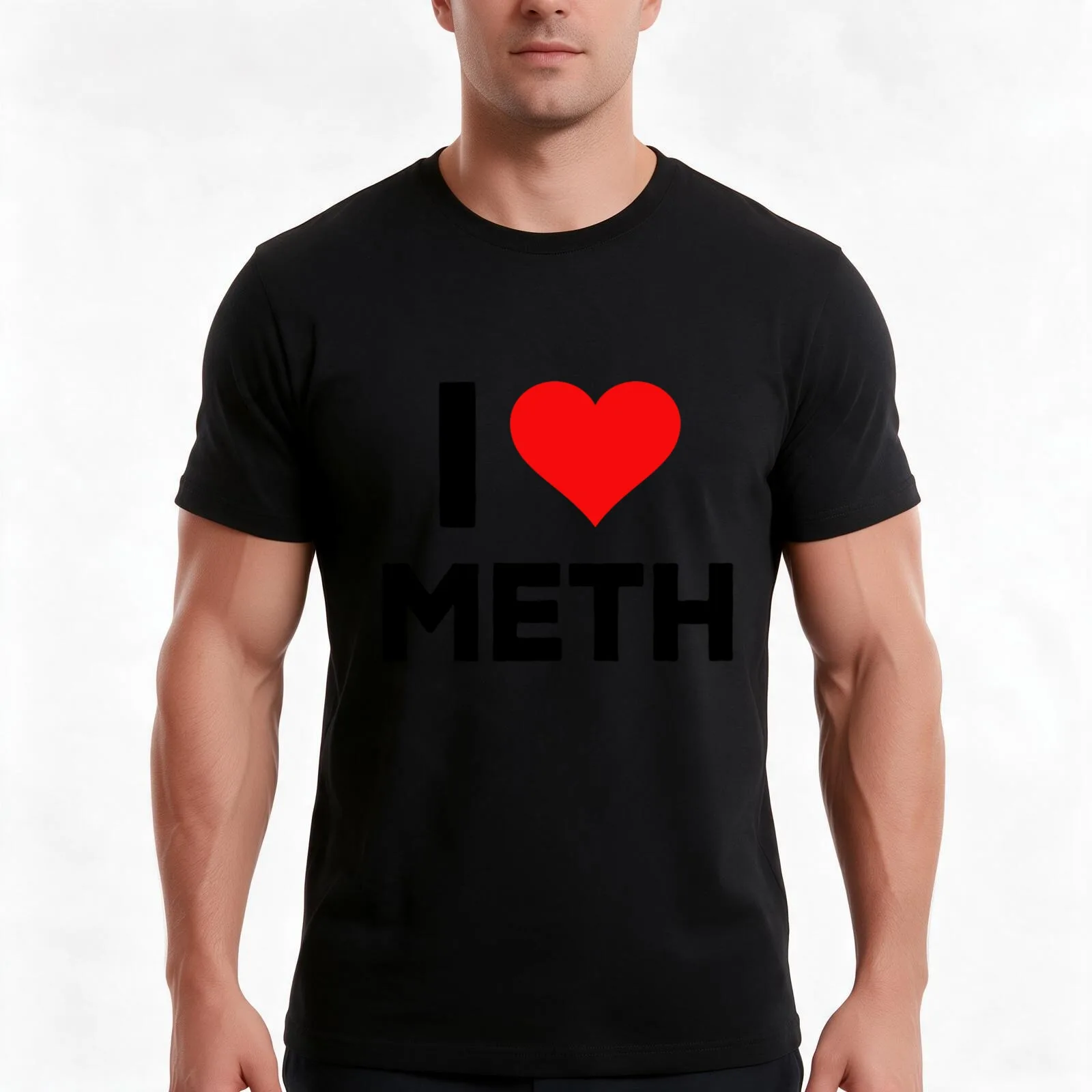 I Love Meth Funny Saying Bumper T-Shirt Summer Casual Cotton Tee Oversized Streetwear Tops Vintage Graphic Print 100% Cotton