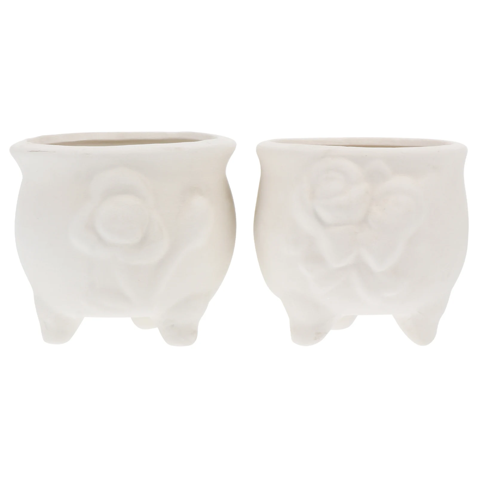 

2 Pcs Ceramic White Blank Flowerpots Kids DIY Planters Home Kindergarten Suitable Succulents Green Plants Garden