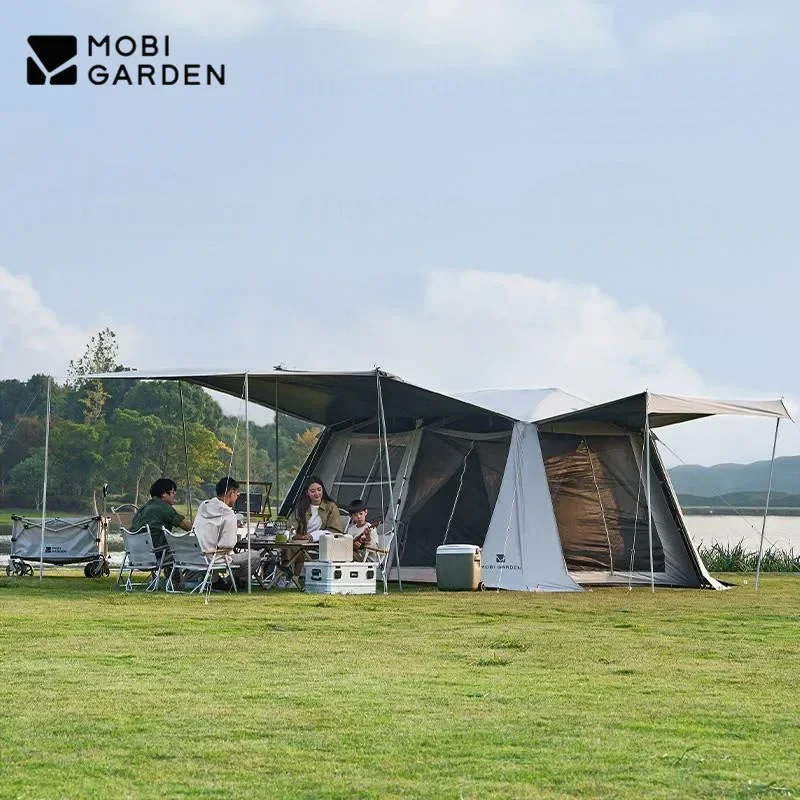 MOBI GARDEN 비닐 블랙 원터치 자동 텐트, 홀리데이 마운틴 레지던스 10.9 릿지, 야외 캠핑 하이킹 방수 텐트 