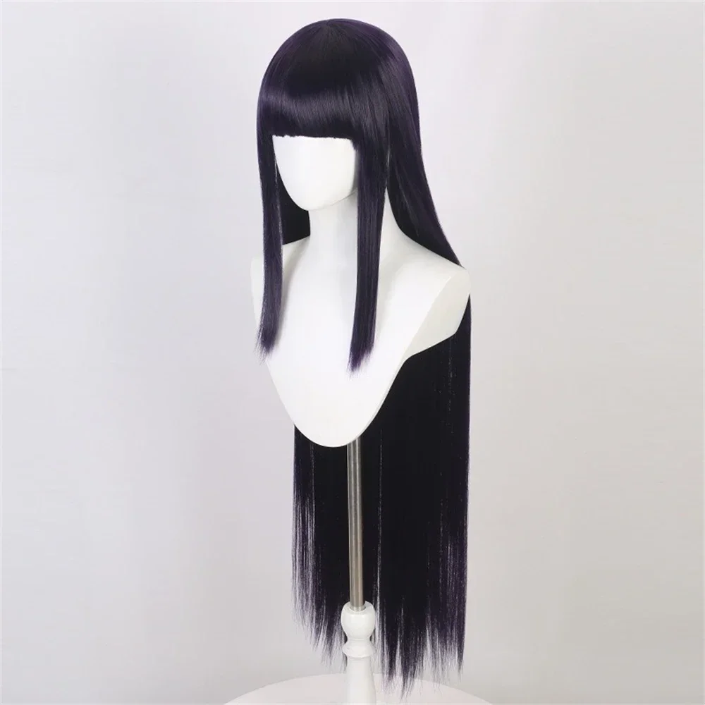 Anime Cosplay Hinata Hyuuga Dark Blue Long Straight Wig Blunt Bangs Cute Girl Heat Resistant Fiber Daily Party Wig