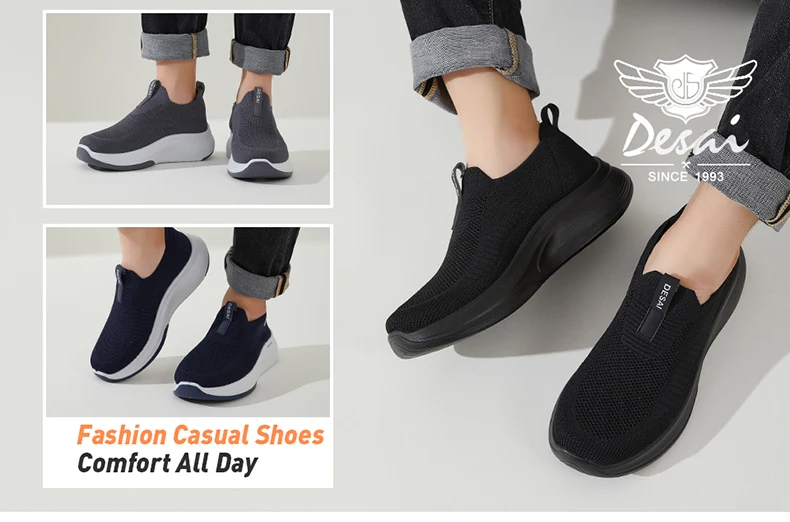 Desai Herren Hands-Free Slip-On Mesh Walkingschuhe, Atmungsaktive Leichte Bequeme Freizeitsneaker, Vielseitige Schuhe für Herbstmode – Detail 6