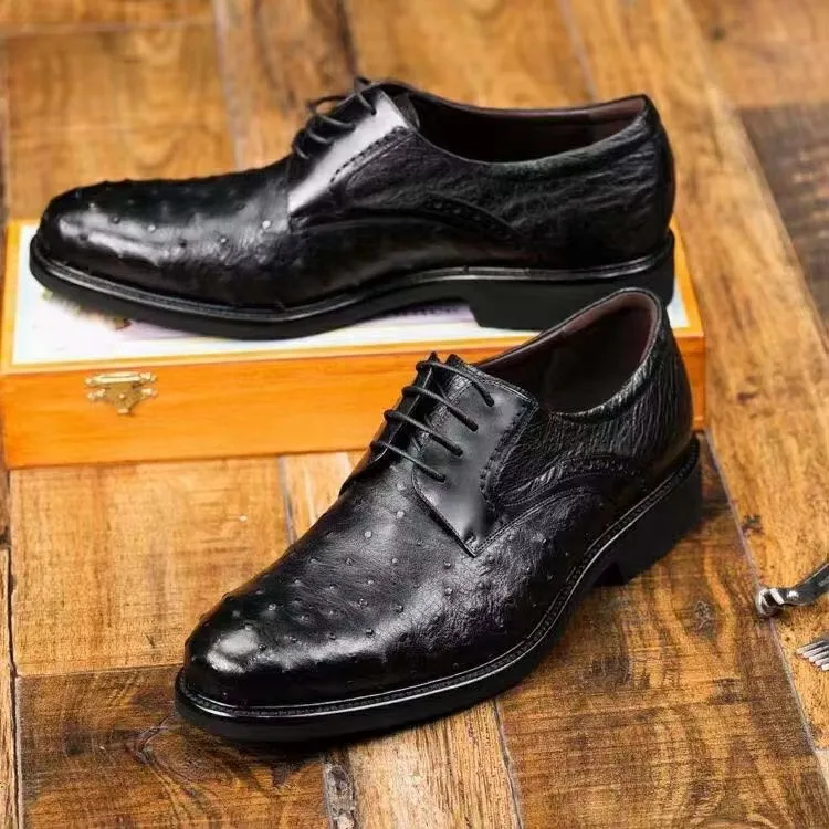 eyuge new men dress shoes ostrich shoes wedding office bussiness shoes patch work