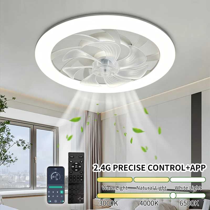 Intelligent 2.4G Ceiling Fan with Mobile App, Remote Control, Unlimited Dimming, 6-speed Adjustment, Bedroom and Living Room