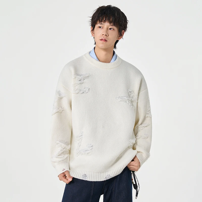 

Men's Winter New Home Windproof and Warm Lamb Wool Knitted Pullover Sweater Comfortable Versatile Breathable Men's Top