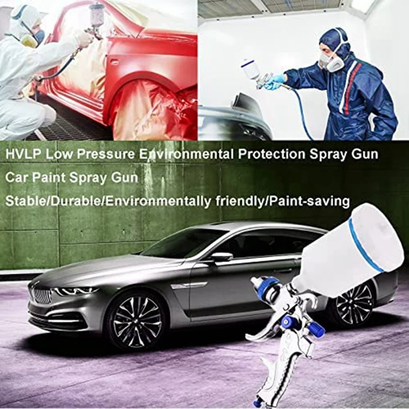 Hvlp Paint Spray Set 1.4Mm 1.7Mm 2.0Mm Metal Nozzle Cars Painting Furnitures DIY Painting Kit Car Auto Repair Tool Blue