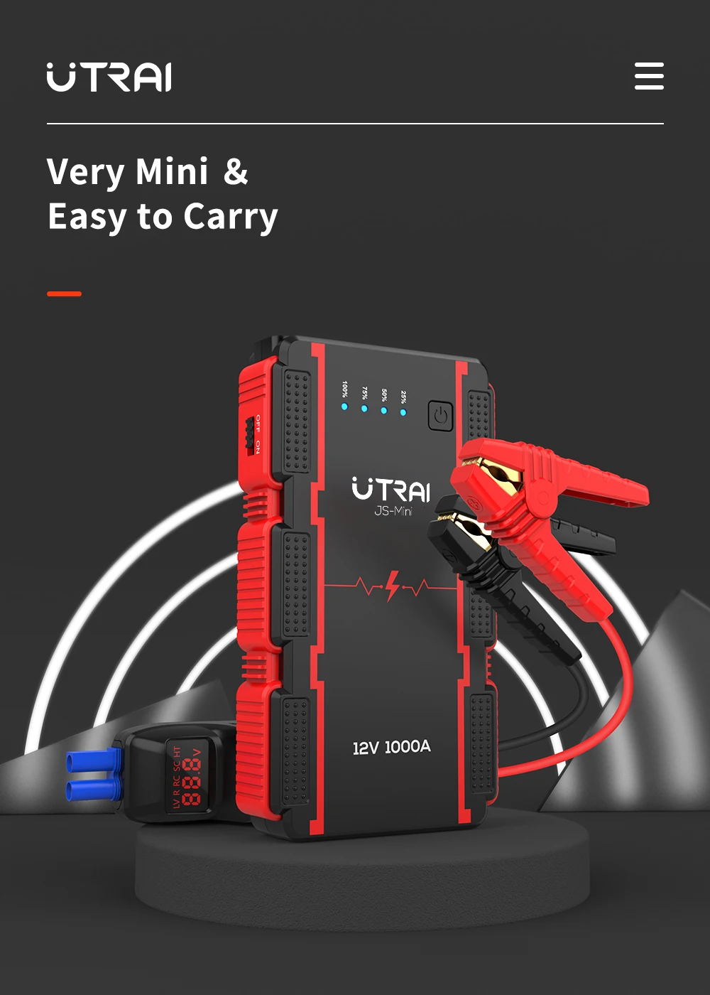 UTRAI 1400A Auto-Starthilfe Powerbank 13800mAh Tragbarer Notfall-Starter Auto-Batterie-Booster JS-Mini Startgerät – Detail 1