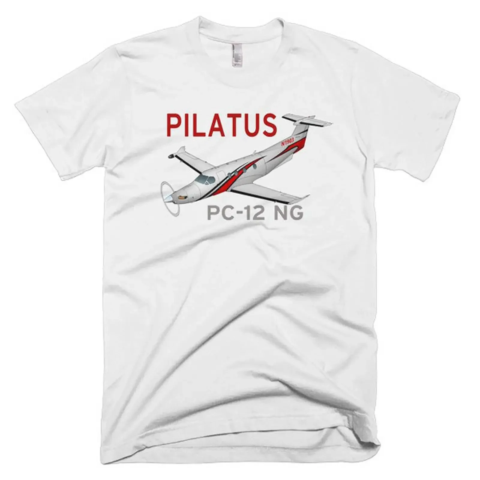 Футболка Flyboy Toys Pilatus PC 12 NG Red Black Airplane с индивидуальным дизайном, винтажная, слегка состаренная, унисекс, стильная