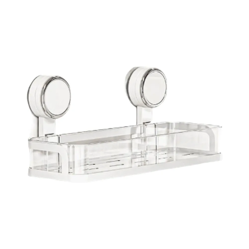 Shower Shelf for Smooth Surfaces Easy 1-Second Installation Rustproof PET Plastic Corner Storage for Shampoo and Soap