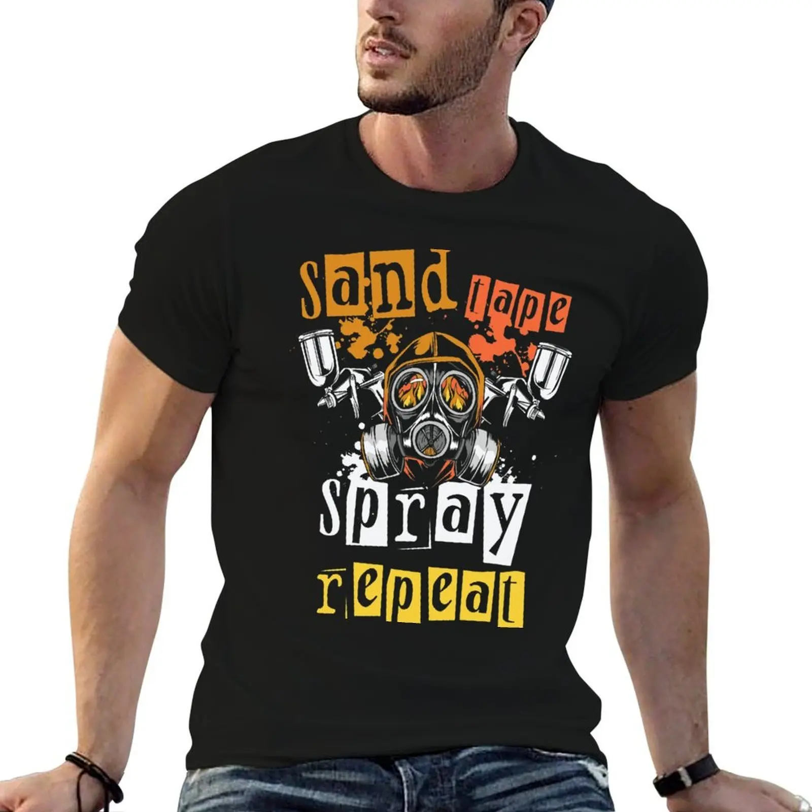 

tshirt vintage man Auto cotton Detailing for graphic Repeat Painter t Sand T-Shirt Tape 100% Spray Body Auto shirts