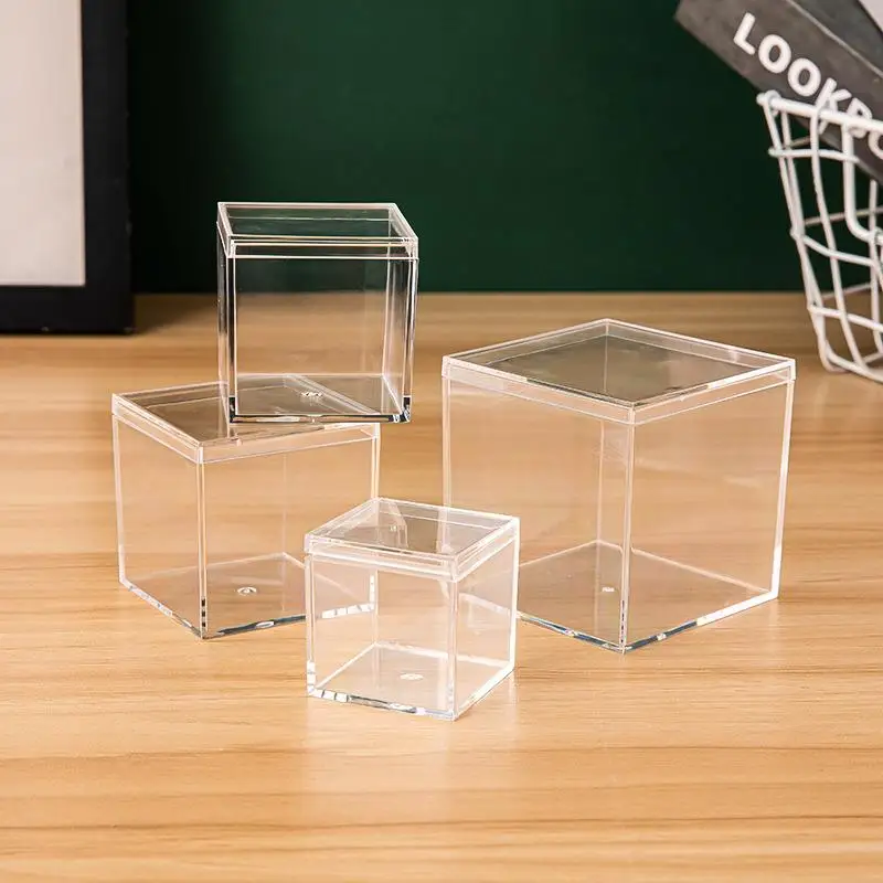 Transparent Plastic Candy Box Square Wedding Favor Packaging Jewelry Gift Box Modern Simple Style Home Storage Organizer