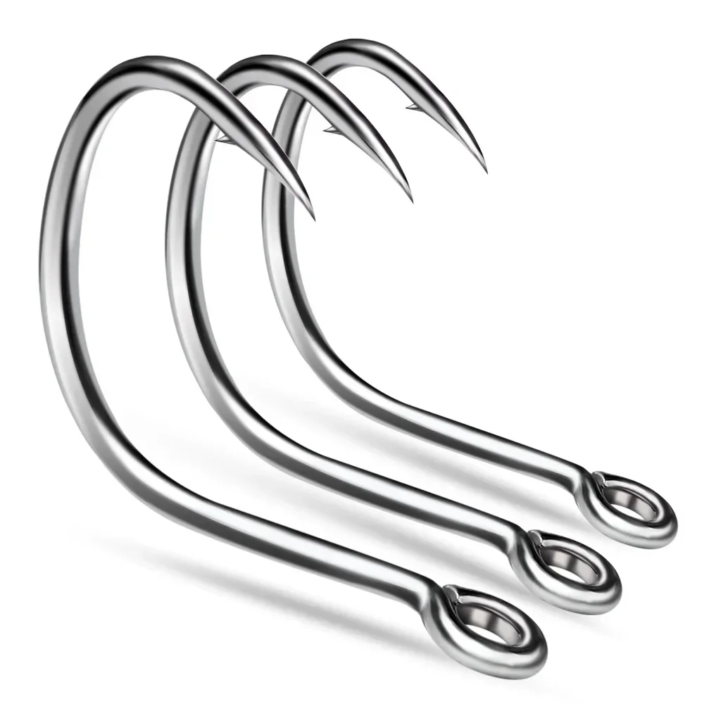 Ring Eye Fishhooks Fishing Hook Silver Barbed Circle Hooks Fly Fishing Sharp Hooks Carbon Steel Tackle Accessories Worm Hooks