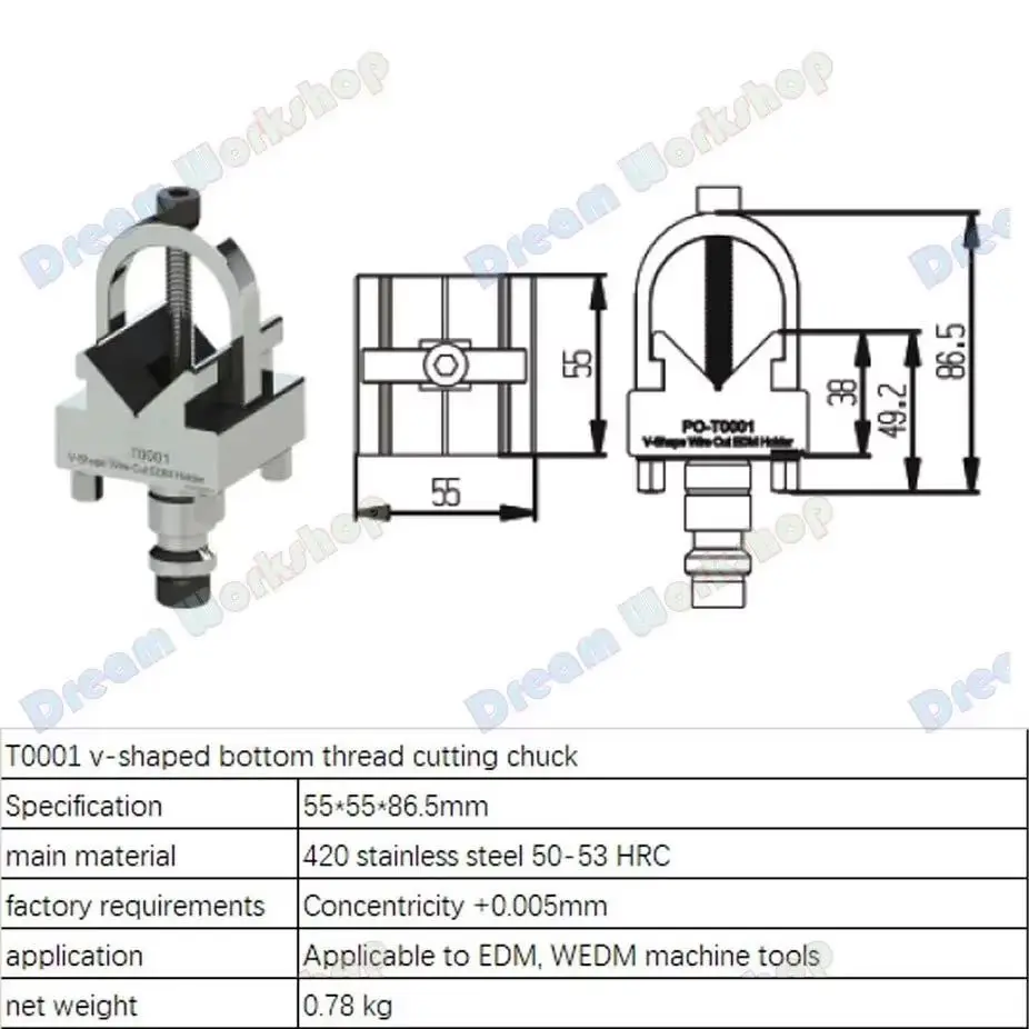 Three-Way Adjustable Fixed/V-Shaped/Adjustable Precision Positioning Fixture for 3-Axis Wire Cutting