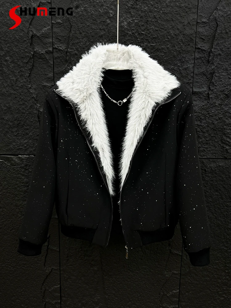 

Мужские зимние новые плюшевые куртки со звездным небом 2025, мужские модные высококачественные стильные теплые парки, блестящие шикарные красивые парки с длинными рукавами