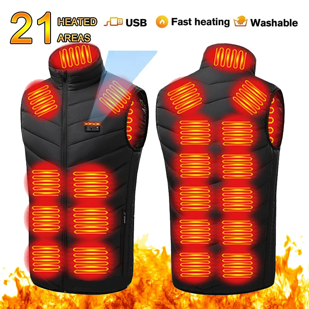 USB Heated Vest Winter Warm Hiking Heated Jacket Vest Outdoor Sports Men Ski Warming Heating Thermal Clothing