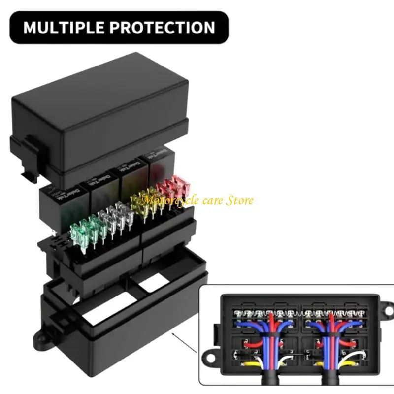 

U75F High Load Capacity 12 Way Relays Fuses Box for Boat Efficient Power Management