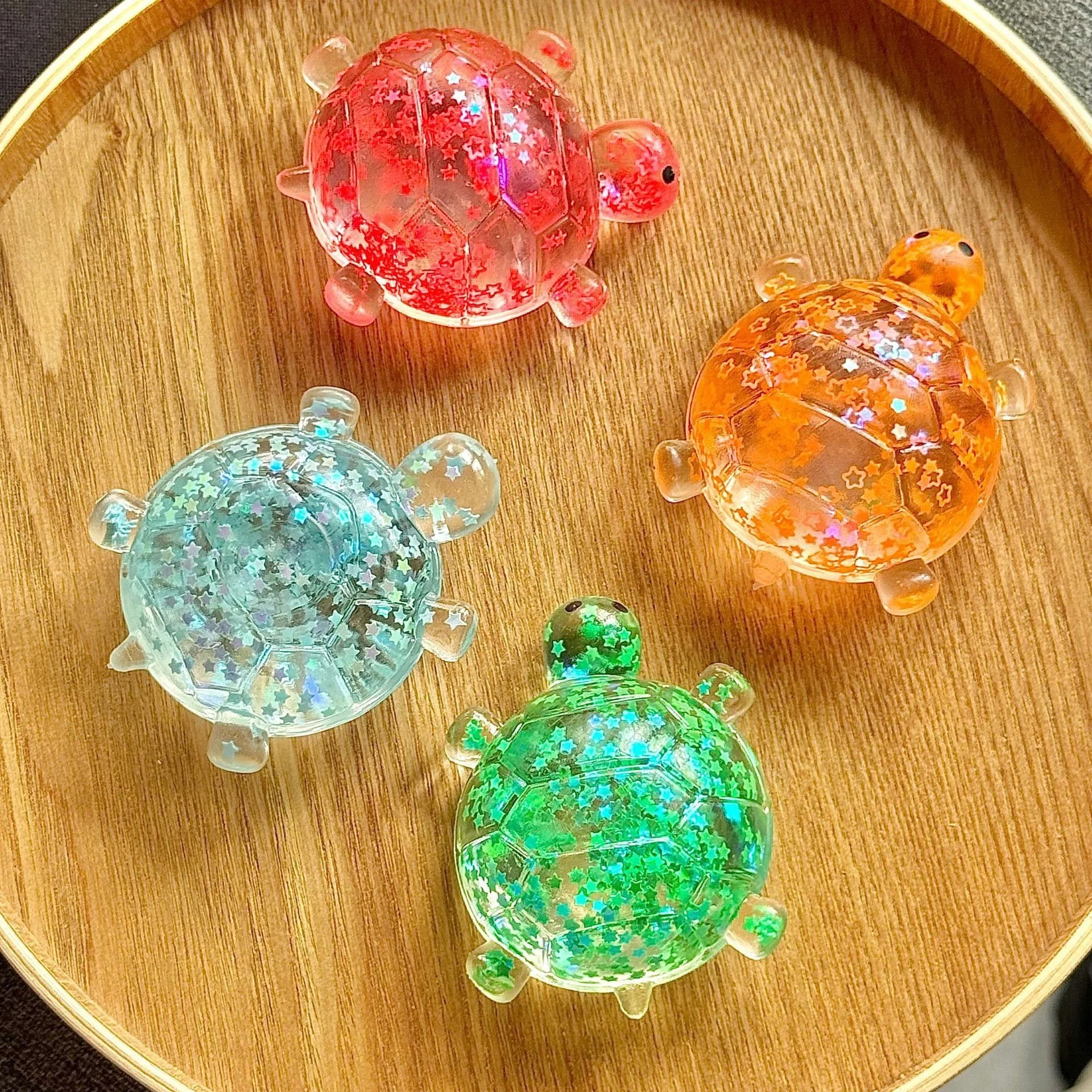 Glitzerndes Quetschspielzeug in Schildkrötenform, stressabbauendes sensorisches Fingerspitzen-Spielzeug, Anti-Stress-Sensorik-Fidget-Spielzeug, Schildkröten-Dekompressionsspielzeug