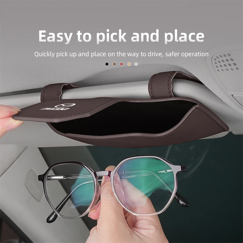 Magnetic Leather Car Sun Glasses Visor Case Storage Holder For Mazda 6 3 CX5 5 2 323 CX7 Demio Atenza Axela MX30 CX30 CX3