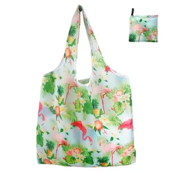 Folding Shopping Bag Large Capacity Reusable Tote Bag Floral Pattern Portable Bag Grocery Storage Organizer Handbags For Women