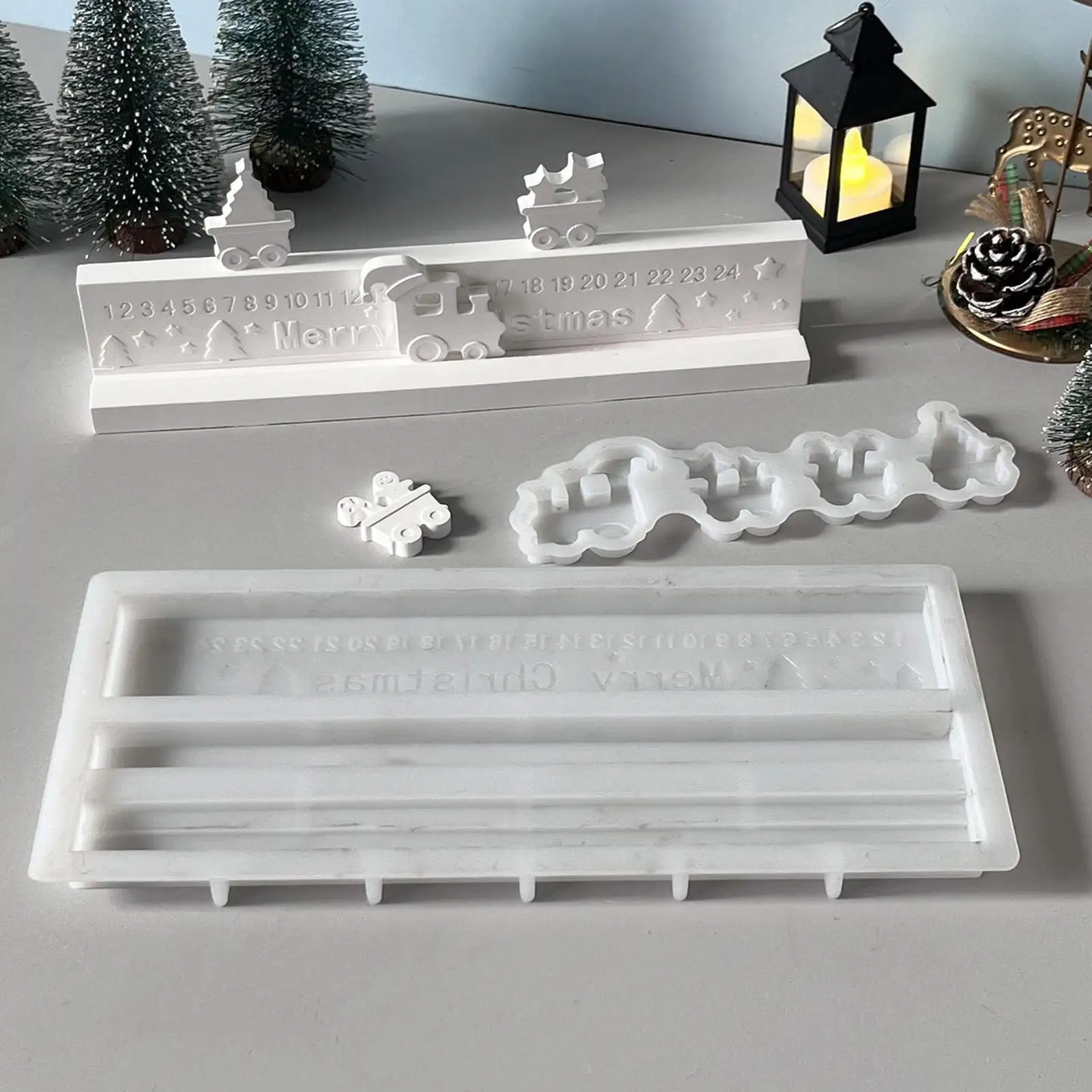 

Christmas Silicone Mold Christmas Countdown Silicone Casting Mold Multi-Functional Epoxy Resin Concrete Making Tool for