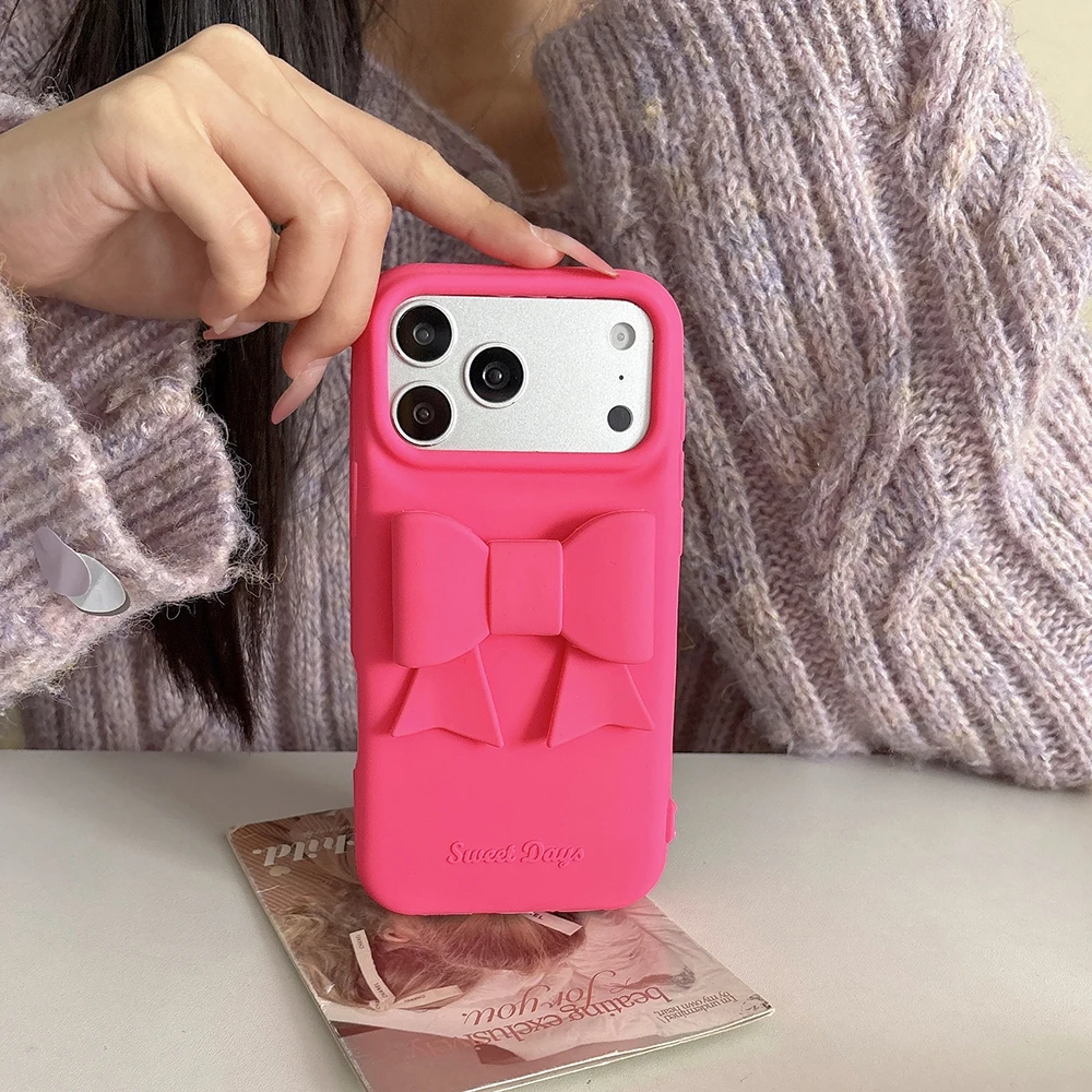 Niedliche 3D-Schleifen-Handyhülle für iPhone 17 16 15 14 13 12 Pro Max – Süße, stoßfeste Silikon-Rückabdeckung – Detail 9
