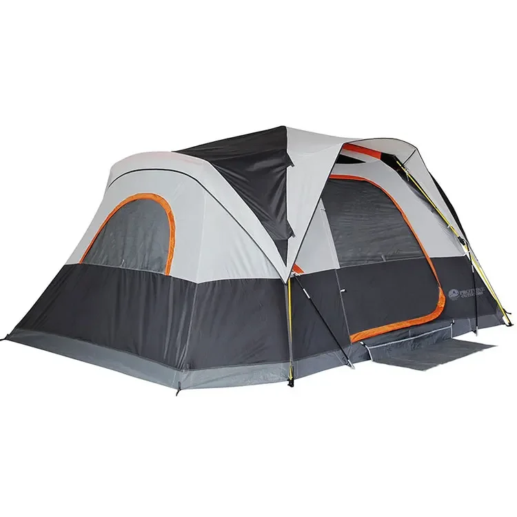 Camping Fiberglass pole 8-10 people outdoor waterproof double-decker tent four seasons popular tent