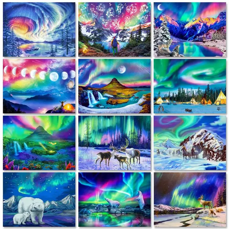 

GATYZTORY Frame Painting By Numbers Kits Aurora Animal Modern Drawing Coloring By Number For Diy Gift Wall Art Picture Artwork