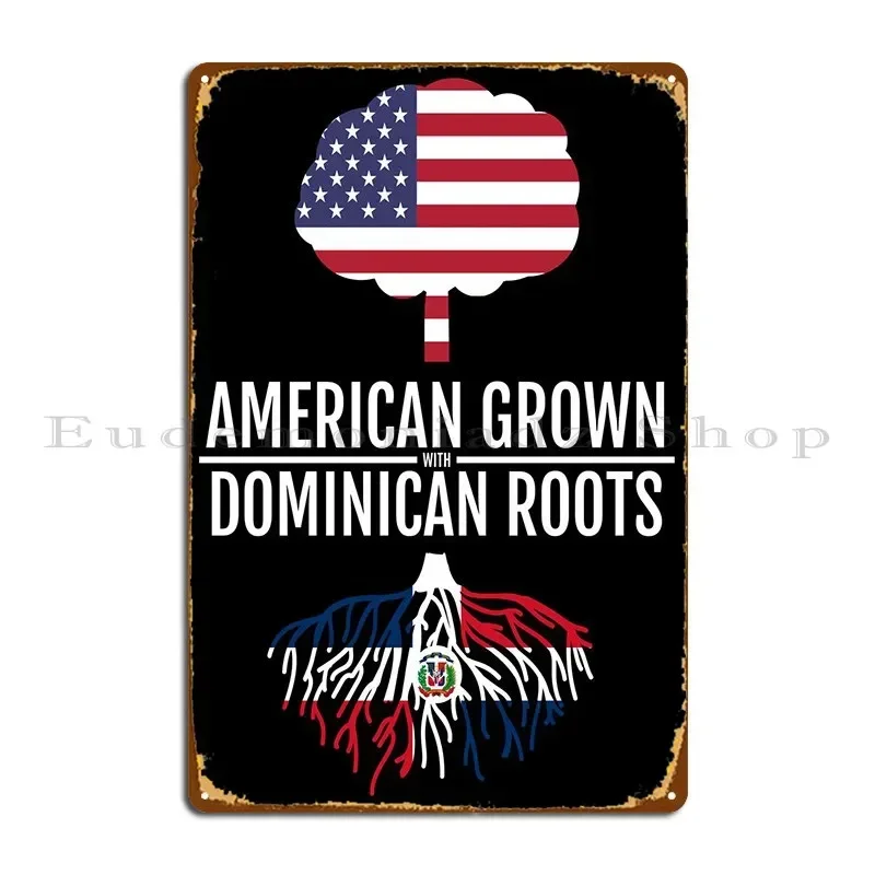 Dominican Roots Usa Tree Metal Sign Mural Designs Garage Cinema Garage Tin Sign Poster