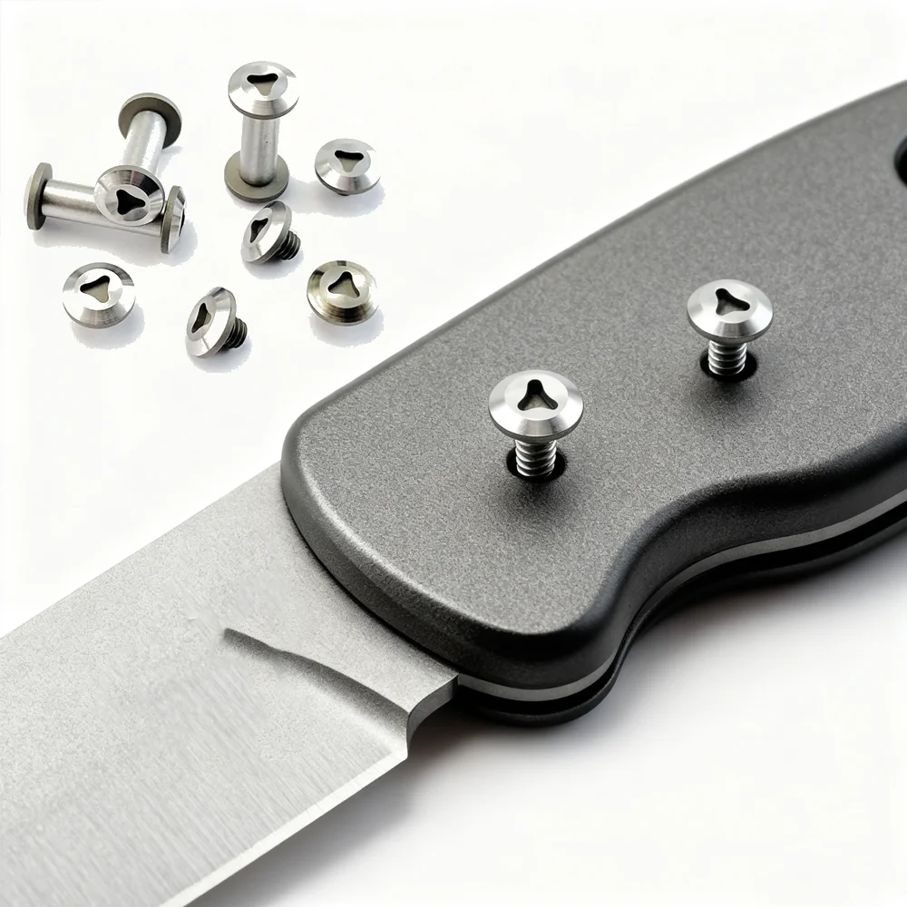 2 Sets/lot Fit for 6MM Hole Stainless Steel Knife Handle DIY Make Pair Locking Screws M4 Thread Spindle Rivets Fastener Bolts