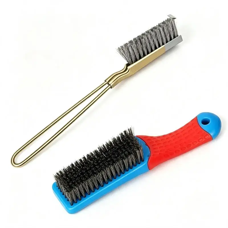 Multi-purpose Wire Brush Soft Silicone Handle Stainless Steel Bristles Paint Removal Polishing Tool for Home Garden Metal Clean