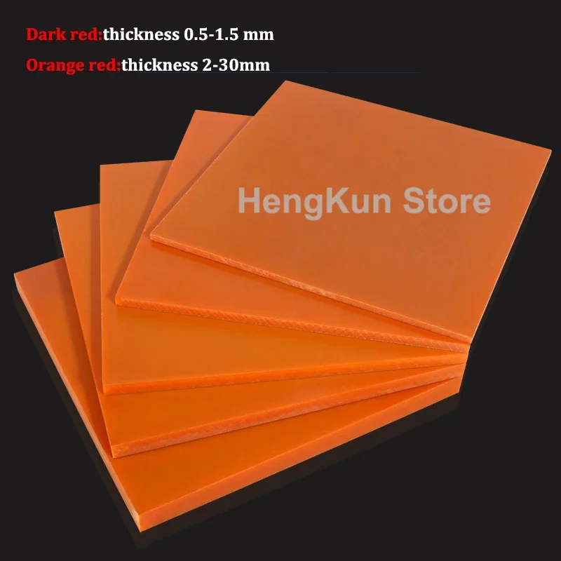 Temperature Resistant Insulation Orange Red Electrical Bakelite Plate Antistatic Phenolic Resin Sheet Thickness 0.5-30mm