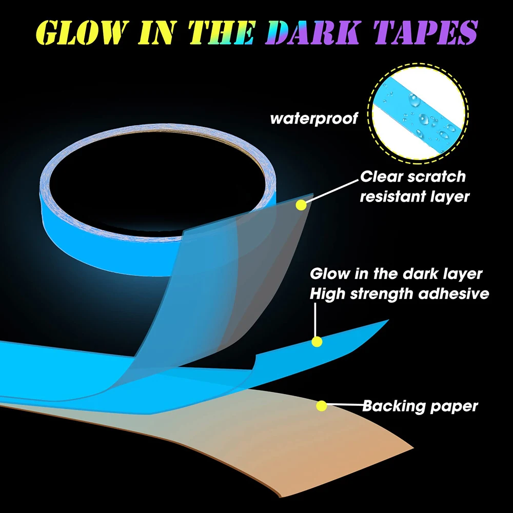 5M Bright Waterproof Luminous Tape Fluorescent Tape for Indoor Outdoor Marking Stage Theatre Steps Exit Green Glow Neon Tape