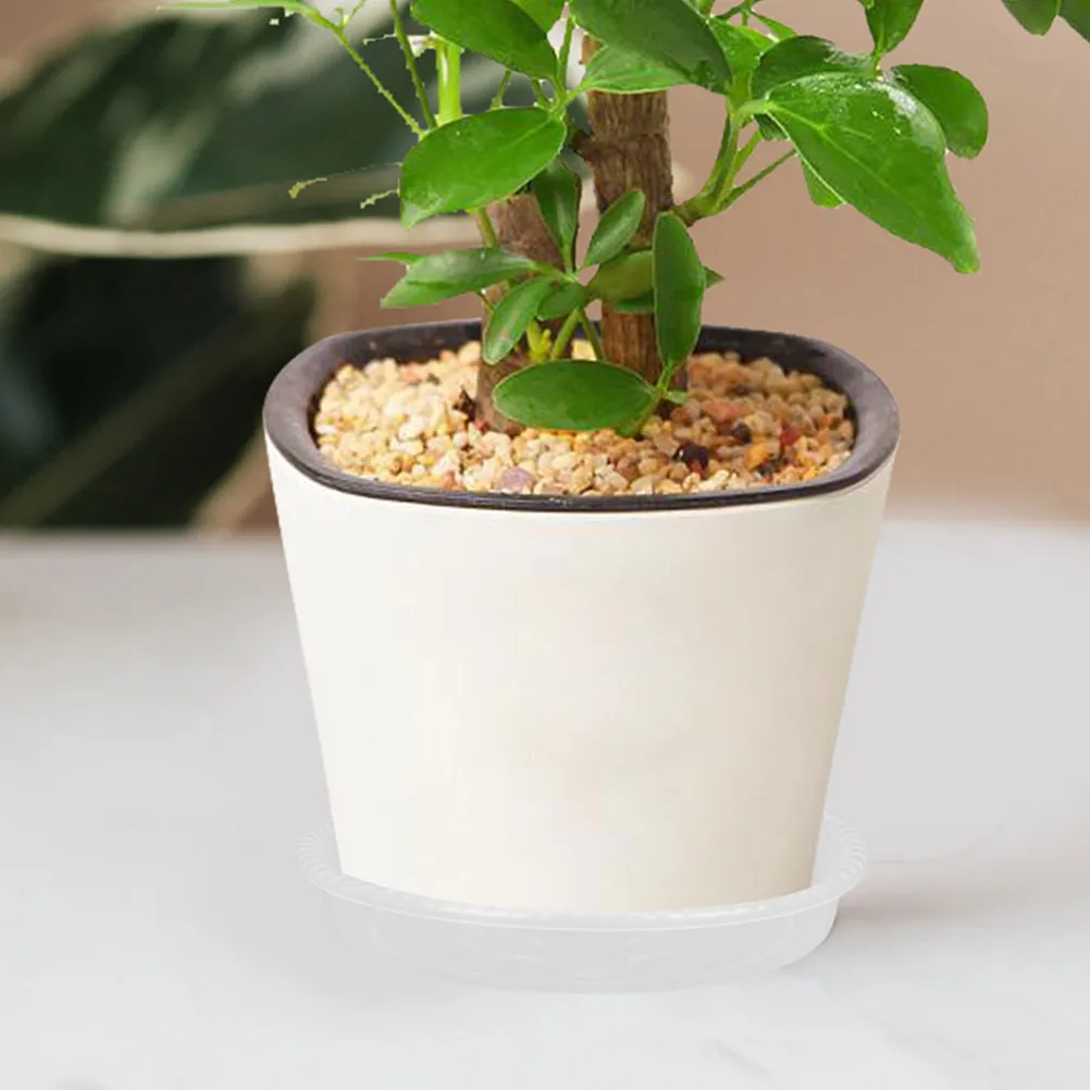 6Pcs Round Clear Plastic Pot Trays Water Collection Saucers for Indoor Outdoor Plants Prevent Overwatering Keep Surfaces Dry