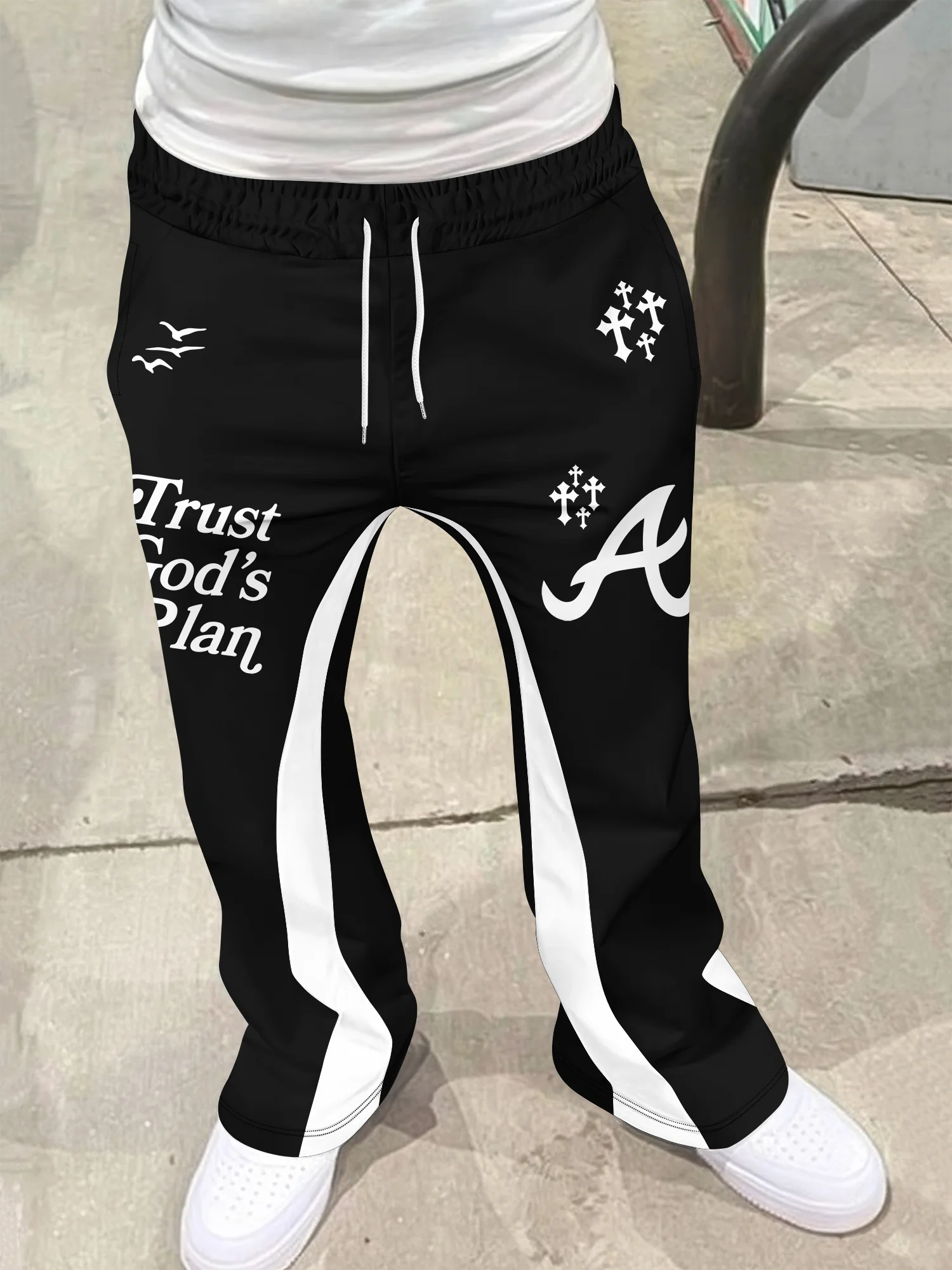 Y2k Schlaghose für Männer, Lose 3D-Druck-Hose, Lässige Jogginghose, Mittlere Taille, Sportliche Damenkleidung, Streetwear, Hip-Hop, Vintage-Hose – Detail 7