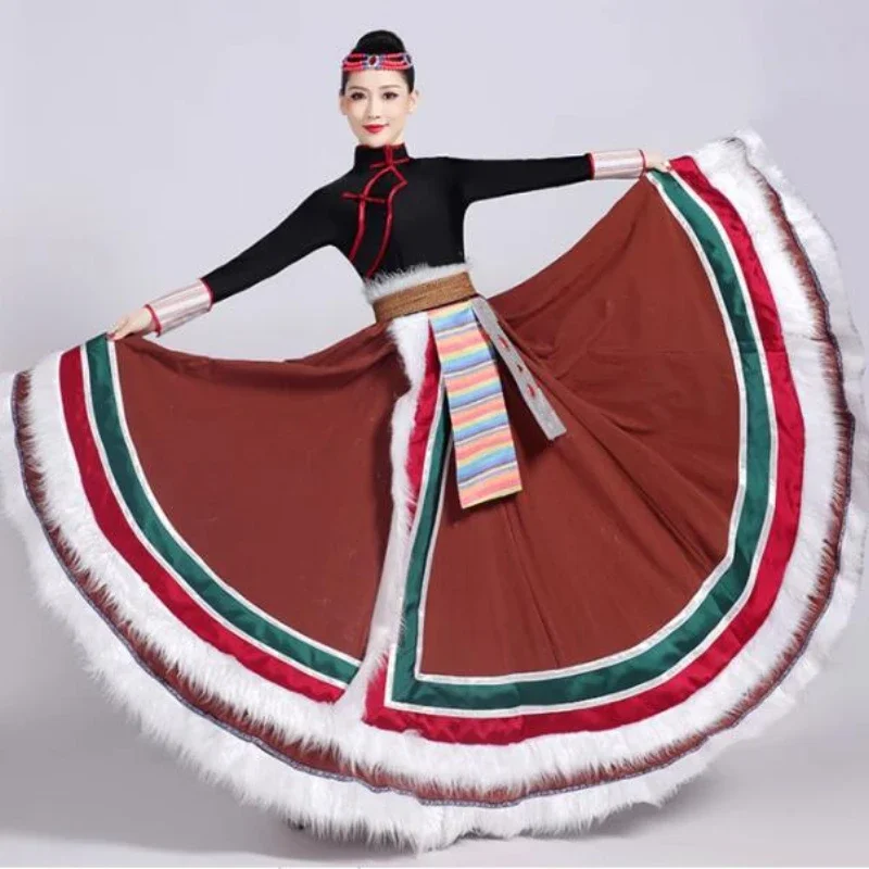 

Tibetan Dance Clothes Chinese Traditional Mongolian Stage Dance Minority Folk Dancing Adult Ancient Festival Tibetan Outfit