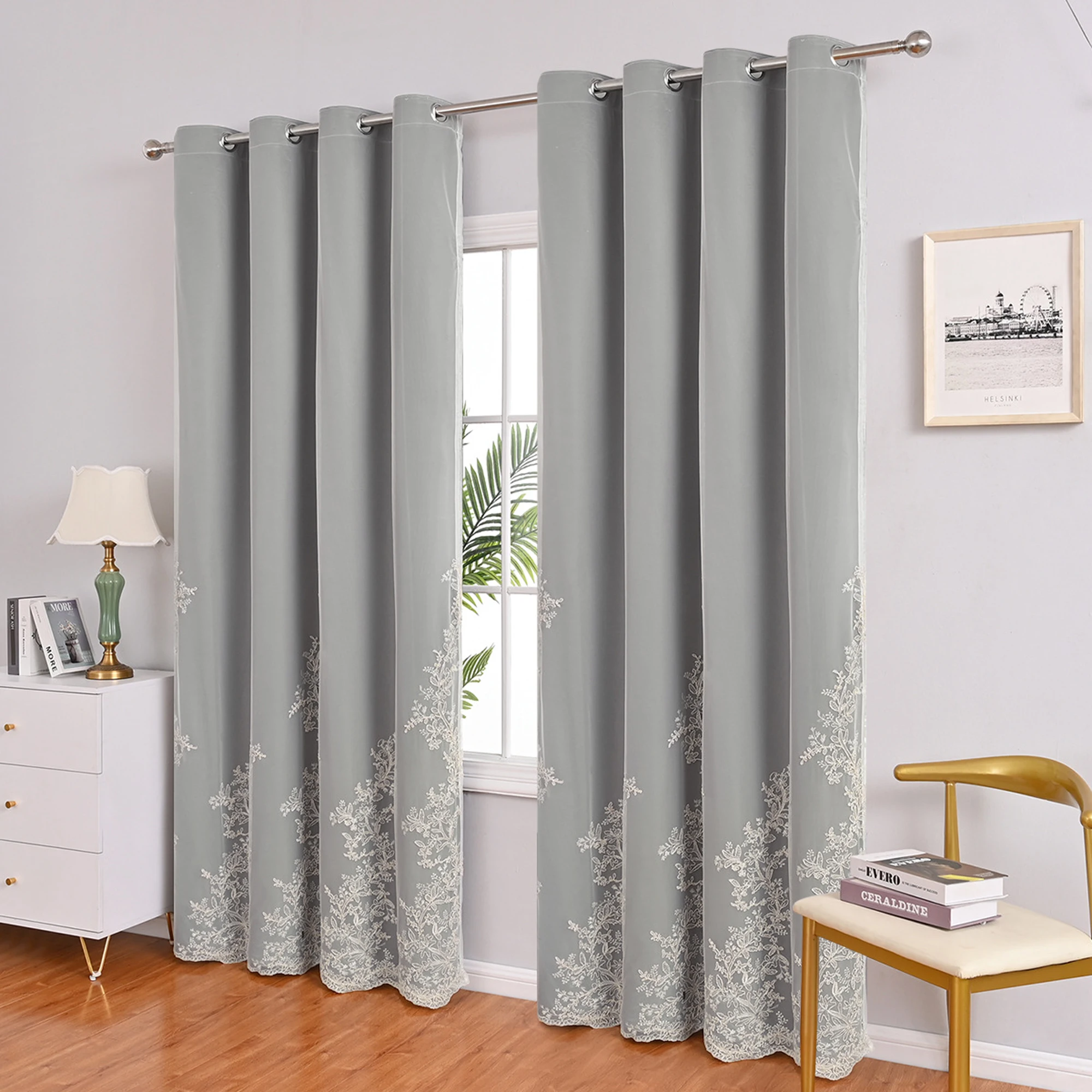 1pc Blackout Curtain for Living Room & Bedroom, Easy Installation Heat Insulation Sunshade Fabric, Enhances Privacy Window Decor