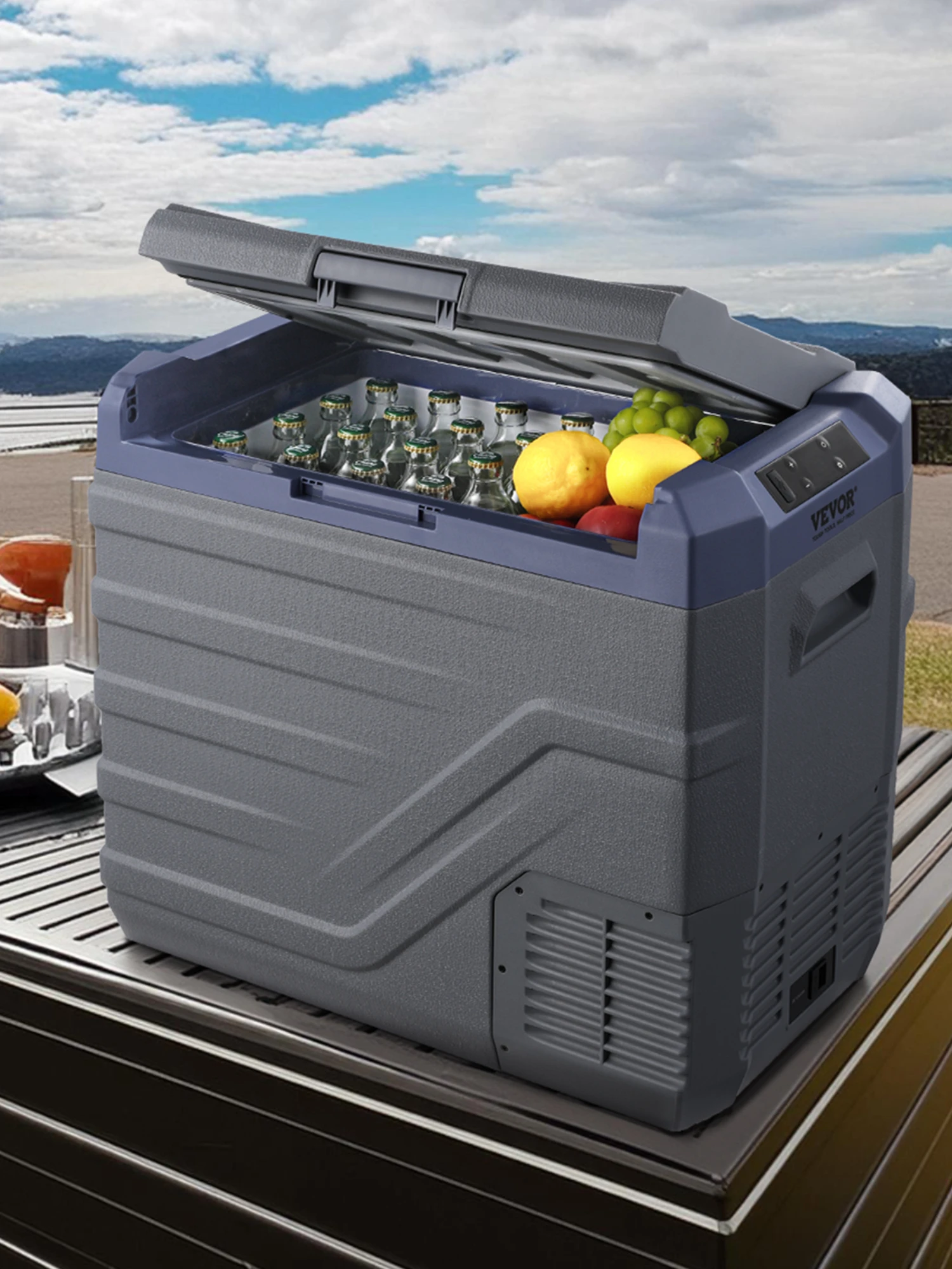 SucceBuy 30/37/45L Auto Koelkast Enkele Zone Draagbare Vriezer & Ingebouwde Licht Compressor Koeler voor Outdoor Camping RV - afbeelding 2