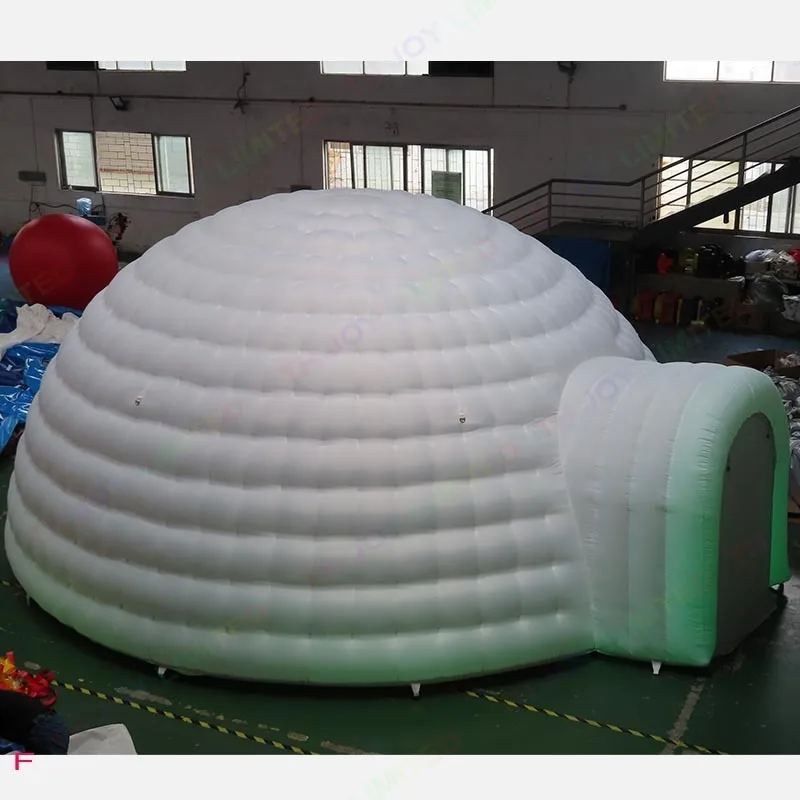 Inflável Igloo Dome tenda com luz led, estrutura branca oficina, atividades ao ar livre, festa de evento, casamento, 6m de diâmetro