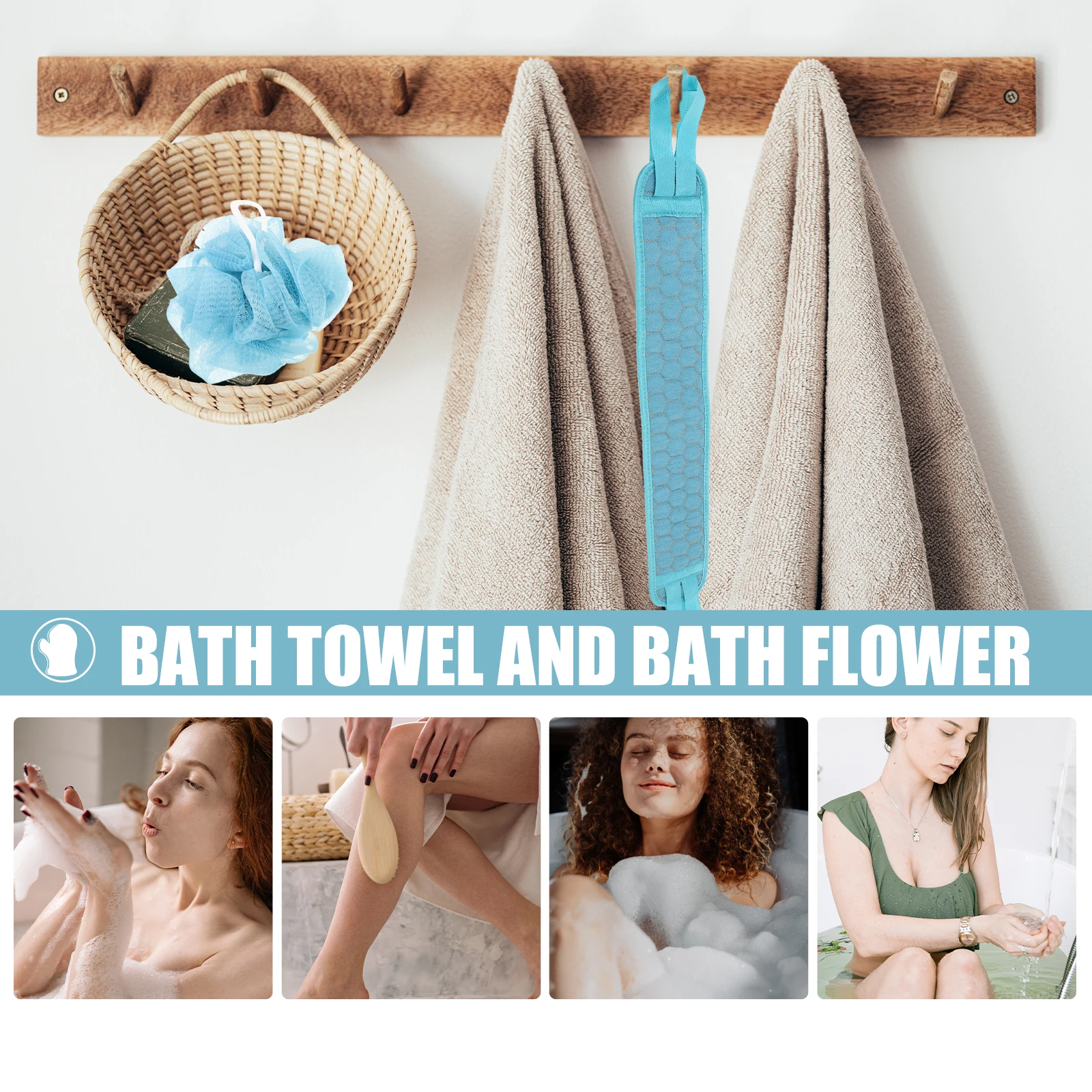 

1 set Exfoliating Bath Towel Body Scrubber Portable Shower Mitt Lightweight Foldable Bathing Foaming Mesh For Travel Hotel