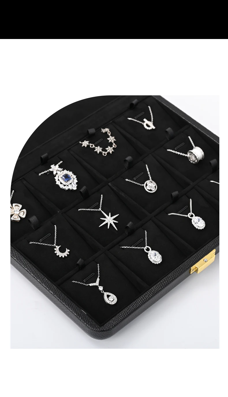 Oirlv Black Jewelry Organiser Boxes PU Leather Ring Earring Jewelry Set Box Jewel cases of precious metal Storage Box Gifts Box