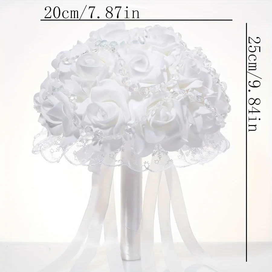 A Western-style rose and small rhinestones simulate a bridal bouquet held in hand image 5