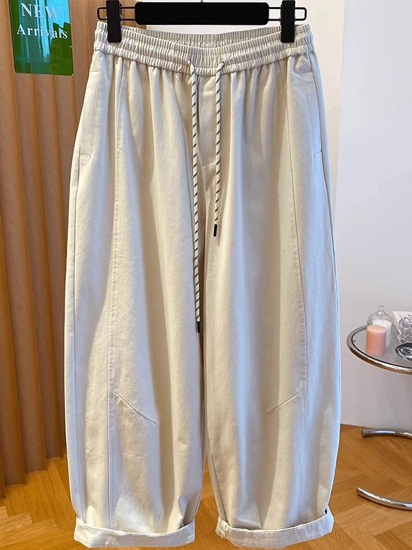 

Легкие летние брюки-чинос свободного кроя с широкими штанинами, повседневные брюки-харланы, рабочая одежда, длина до щиколотки