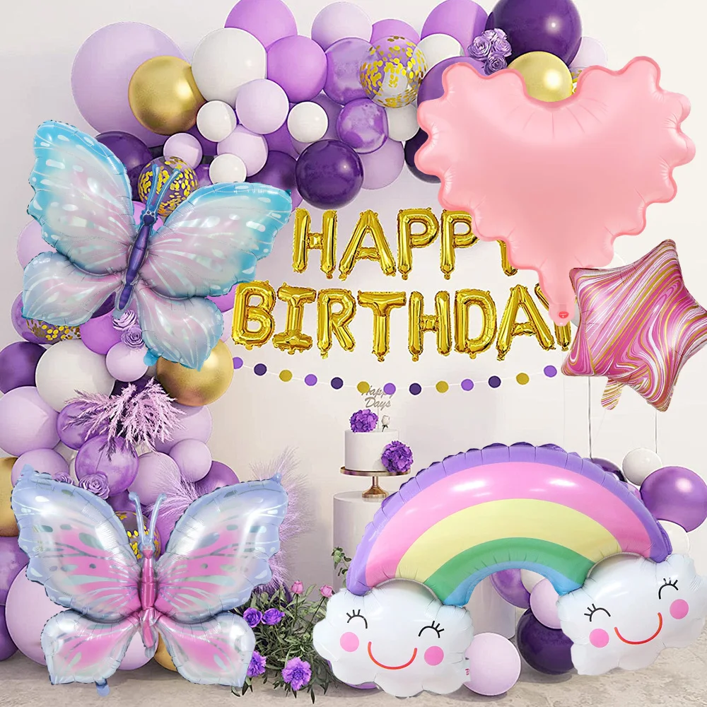 

Gradient Butterflies Foil Helium Balloons Set for Birthday Party Wedding Baby Shower Background Decorations Photo Props Supplies