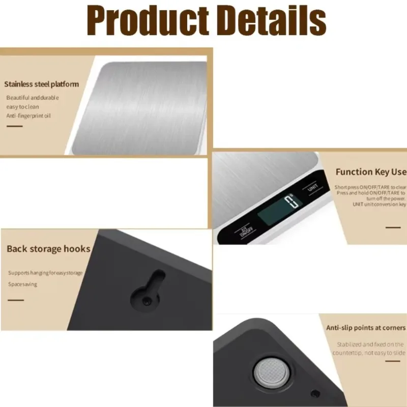 [Hot Sale]Precise Food Diet Weighing Kitchen Scale Smart 5kg 10kg Stainless Steel Kitchen Weighing Balance